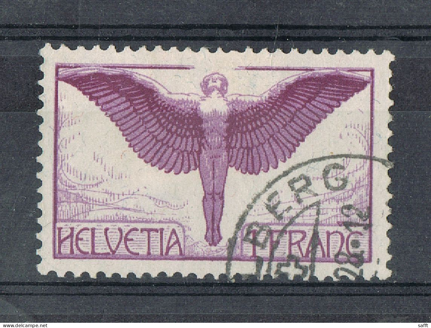 Schweiz 191 X, 1 Fr. Flugpost 1924, Gewöhnliches Papier - Oblitérés