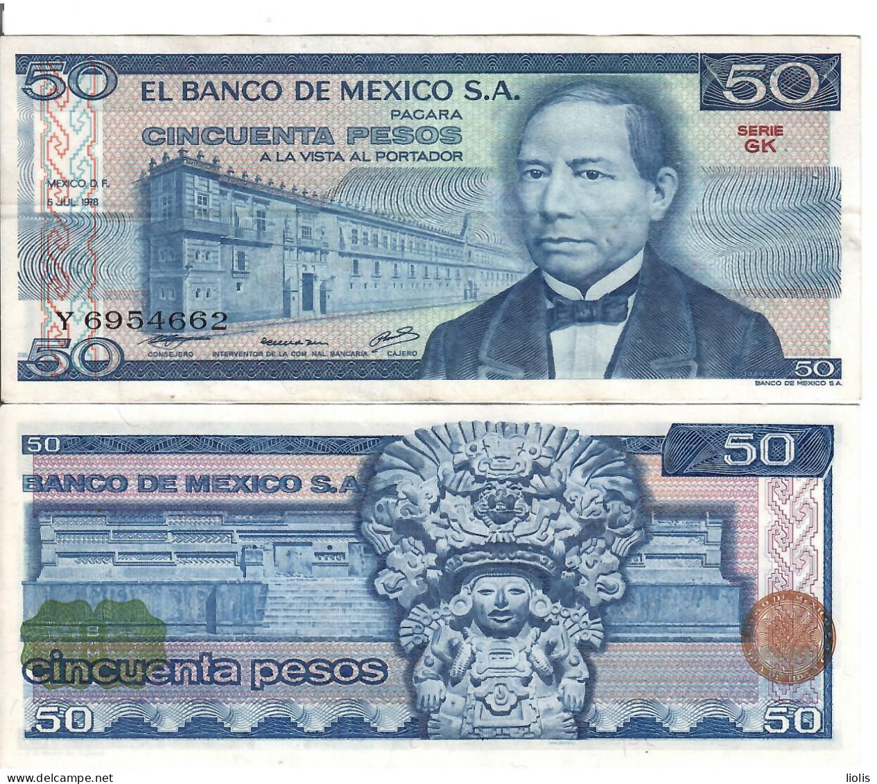 Mexico  P-67a  50 Pesos  1978  UNC - Messico