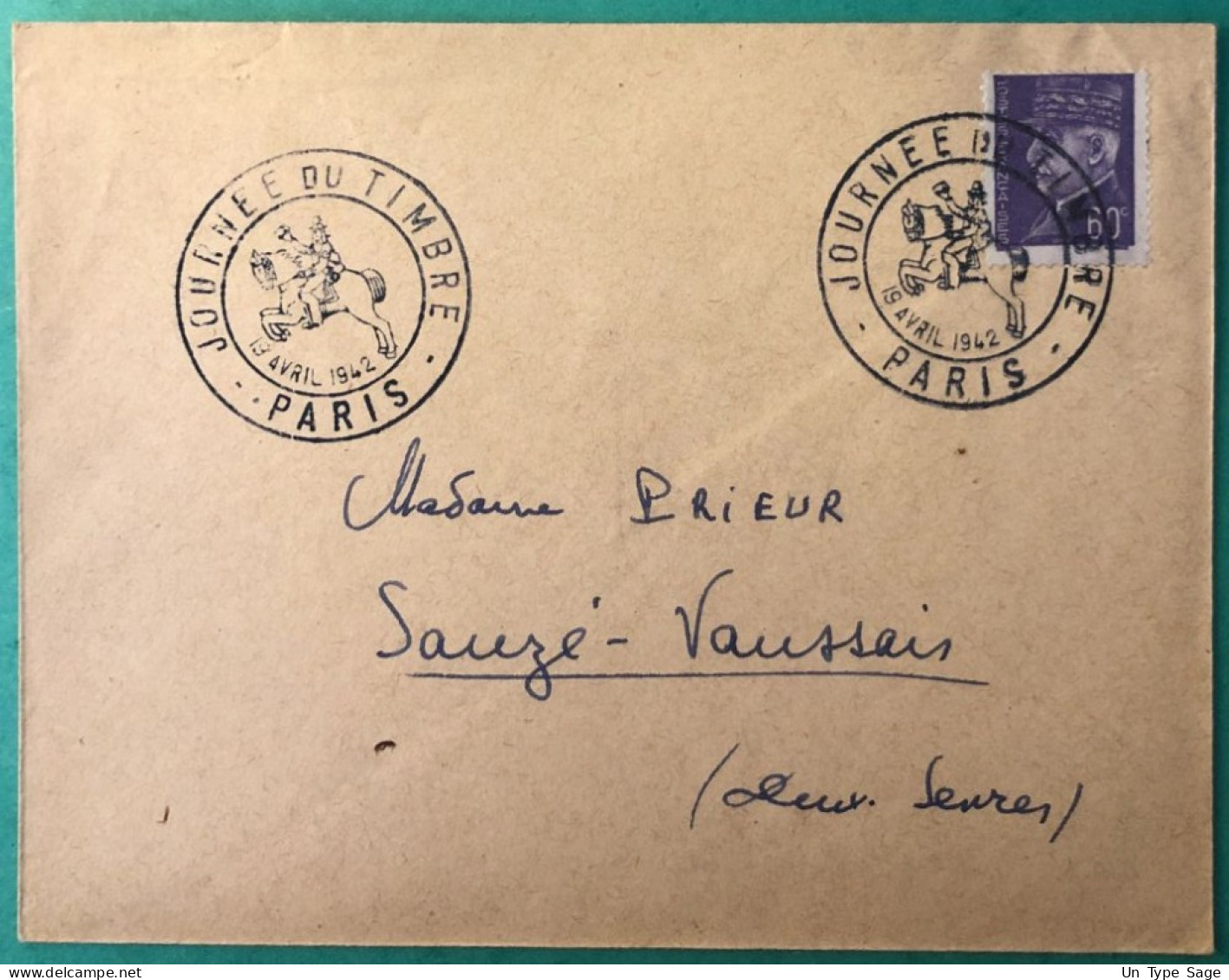 France, Divers Sur Enveloppe, TAD JOURNEE DU TIMBRE / PARIS 13.4.1942 - (A1058) - Cachets Commémoratifs