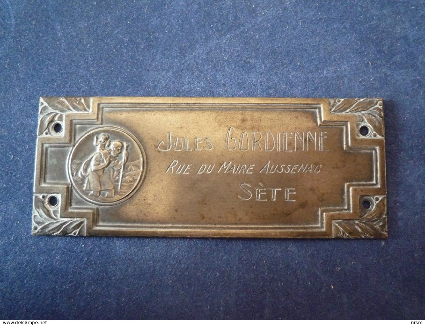 Plaque Ancienne D'intérieur De Voiture Au Nom Du Propriétaire / Saint-Christophe / Sète (34) - Voitures