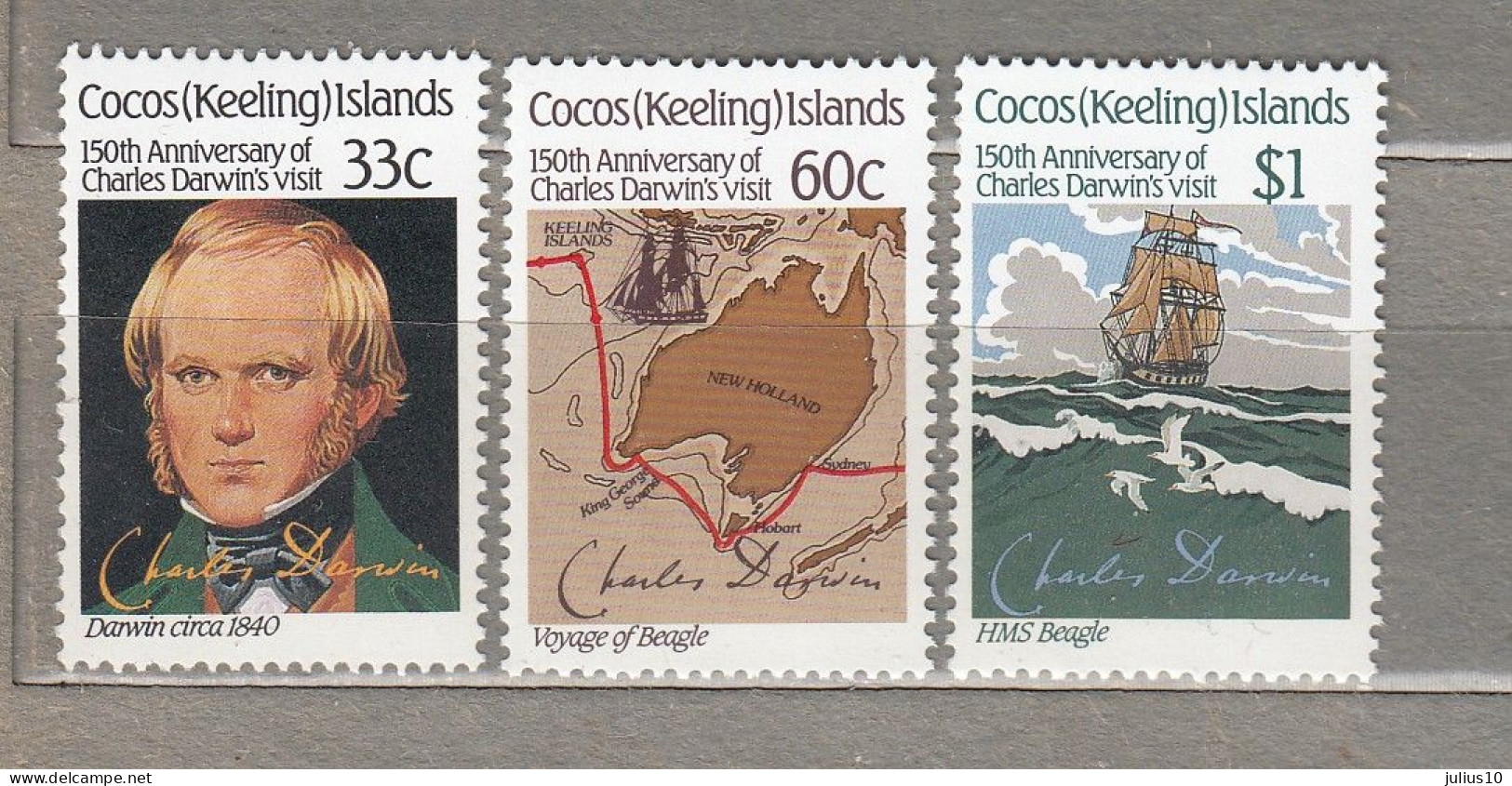 COCOS (Keeling) ISLANDS 1986 Darwin MNH(**) Mi 160-162 #33958 - Islas Cocos (Keeling)