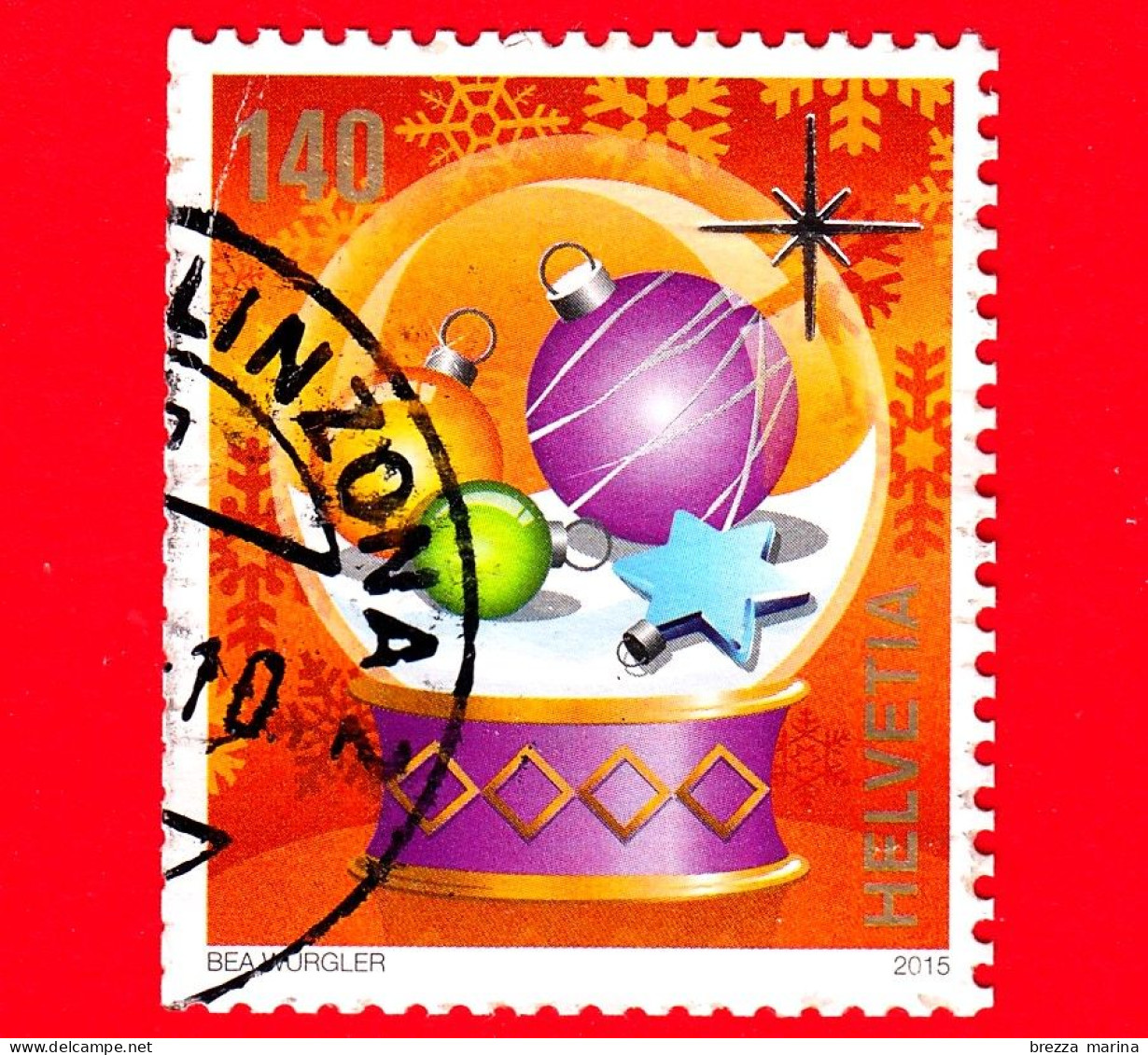 SVIZZERA - Usato - 2015 - Isola Di Natale - Palline - Christmas Baubles - Tradizioni - 140 - Oblitérés