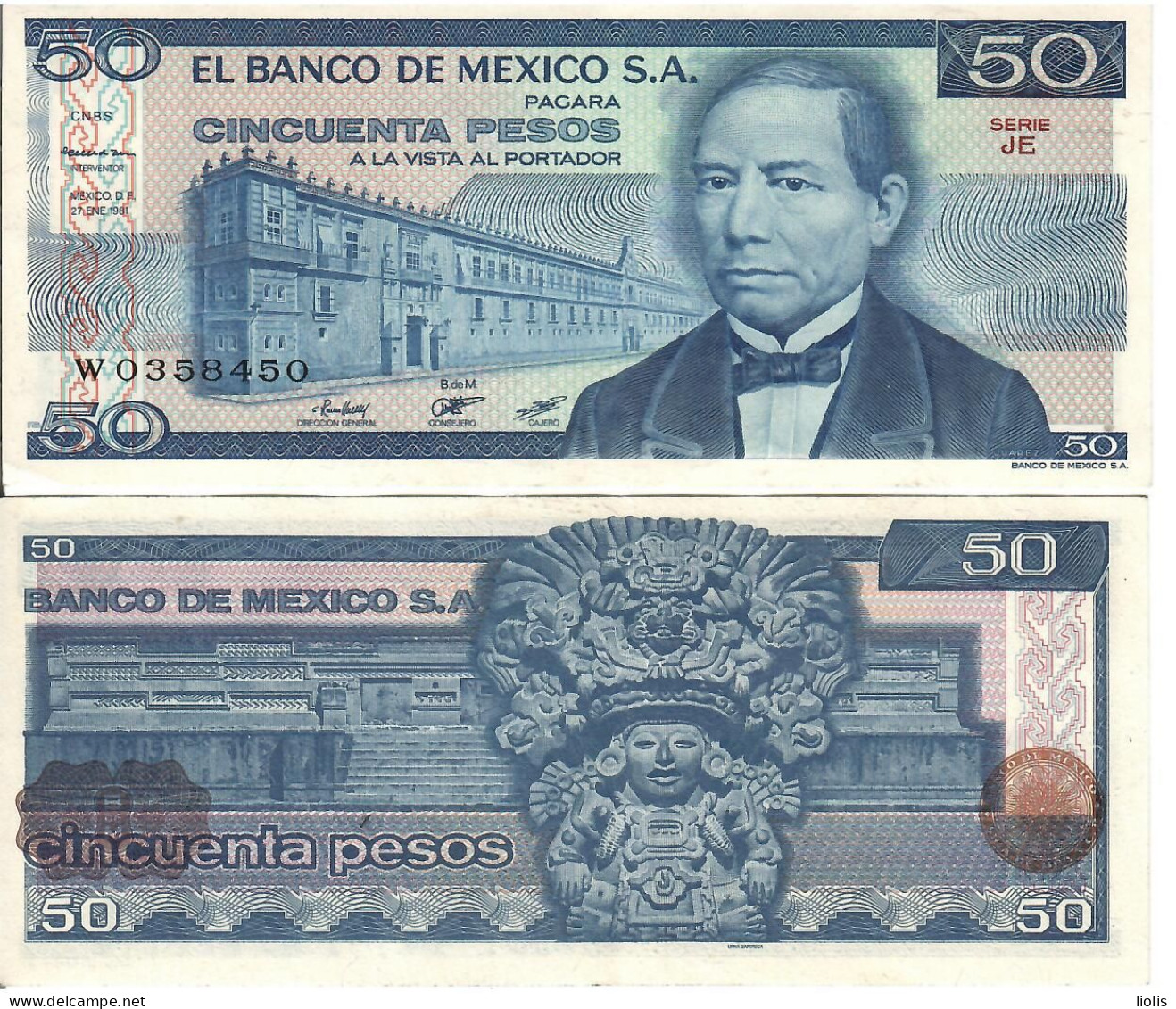 Mexico  P-74b  50 Pesos  1981  UNC - México