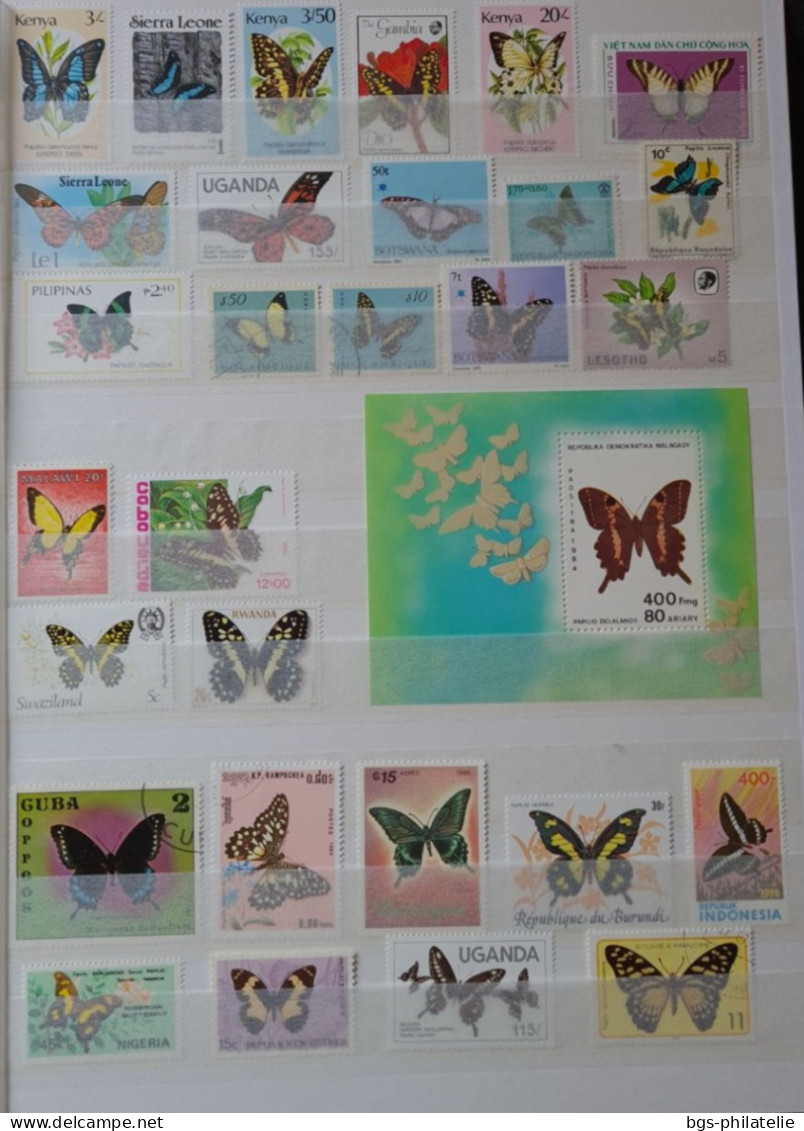 Collection De Timbres Sur Le Thème Des Papillons. - Collections (sans Albums)