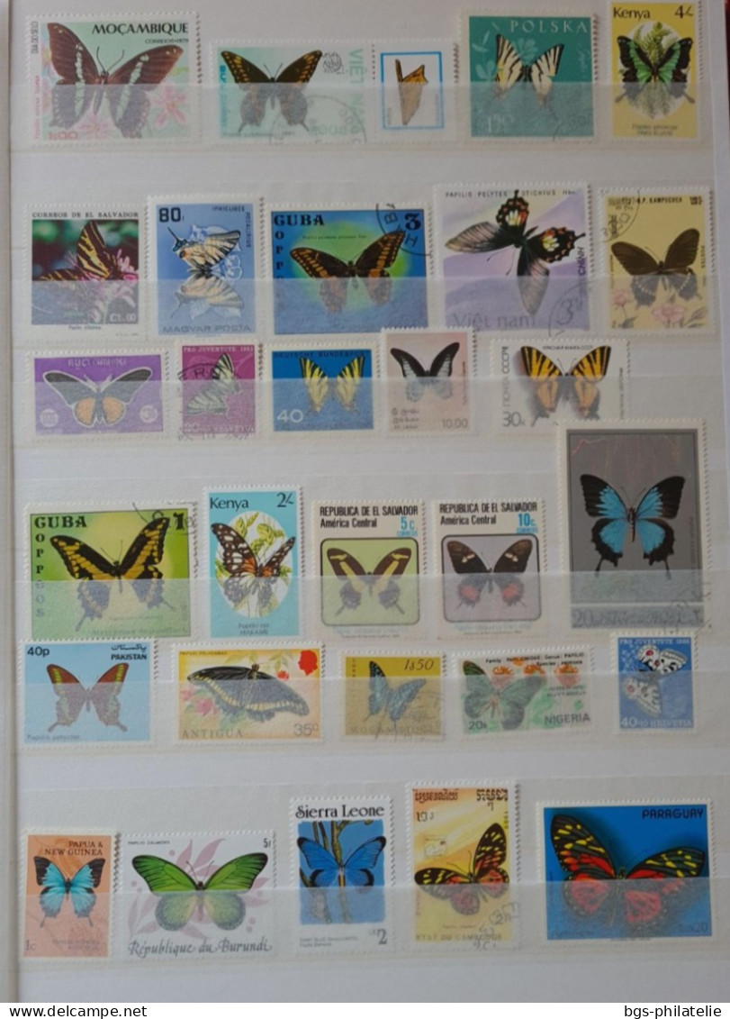 Collection De Timbres Sur Le Thème Des Papillons. - Collections (without Album)