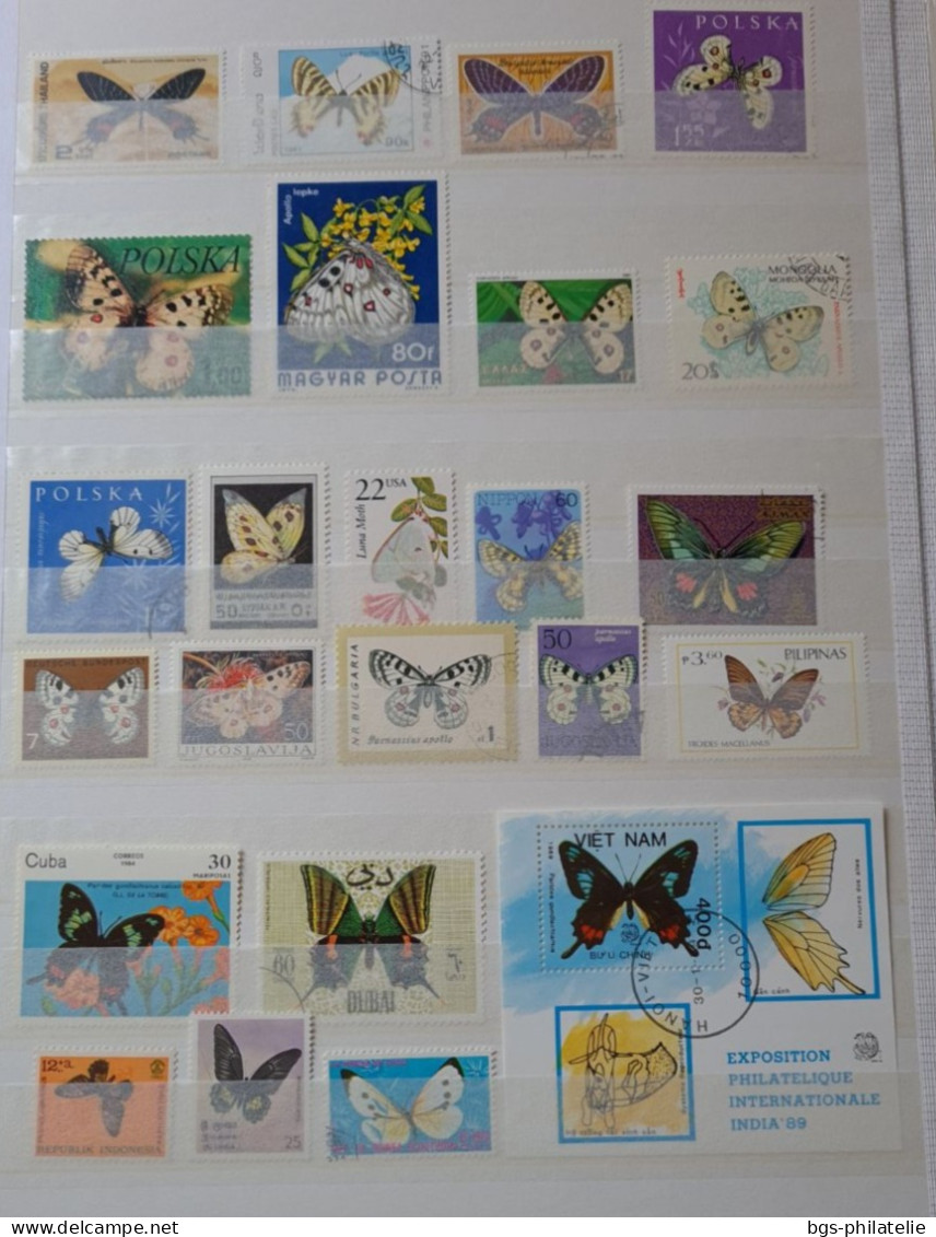 Collection de timbres sur le thème des Papillons.