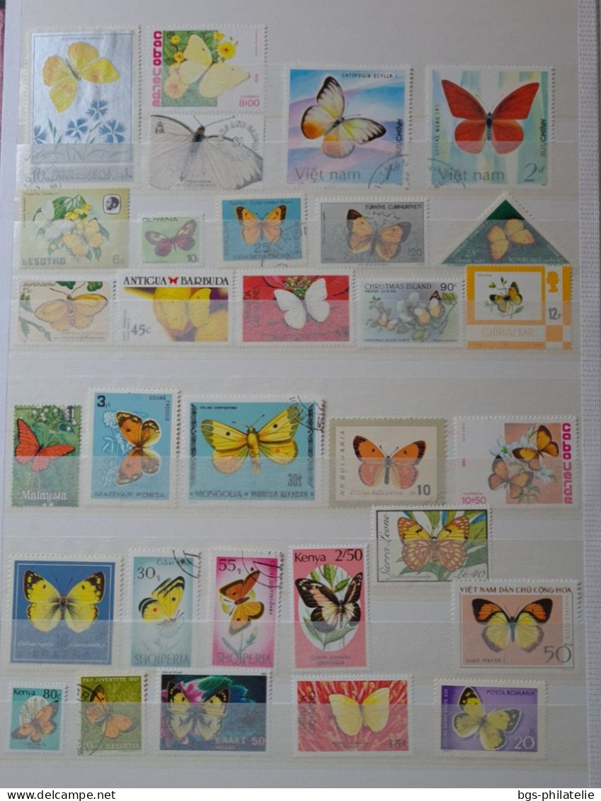 Collection de timbres sur le thème des Papillons.