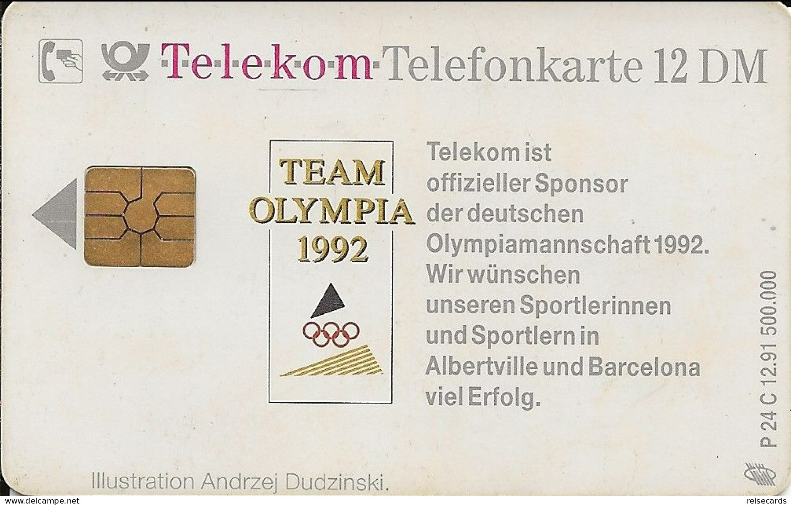 Germany: Telekom P 24 C 12.91 Telekom Sponsor Team Olympia 1992 - P & PD-Series : Guichet - D. Telekom