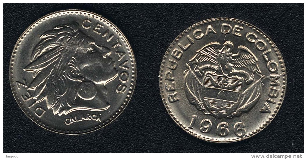 Kolumbien, 10 Centavos 1966, Unzirkuliert - Kolumbien