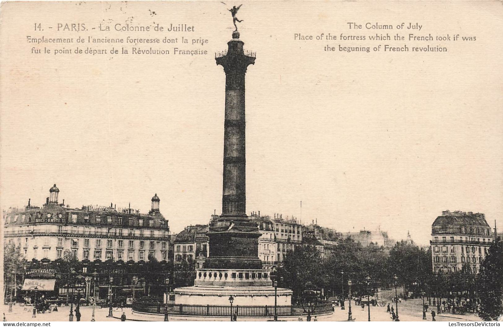 FRANCE - Paris - La Colonne De Juillet - Emplacement De L'ancienne Forteresse - Carte Postale Ancienne - Statuen