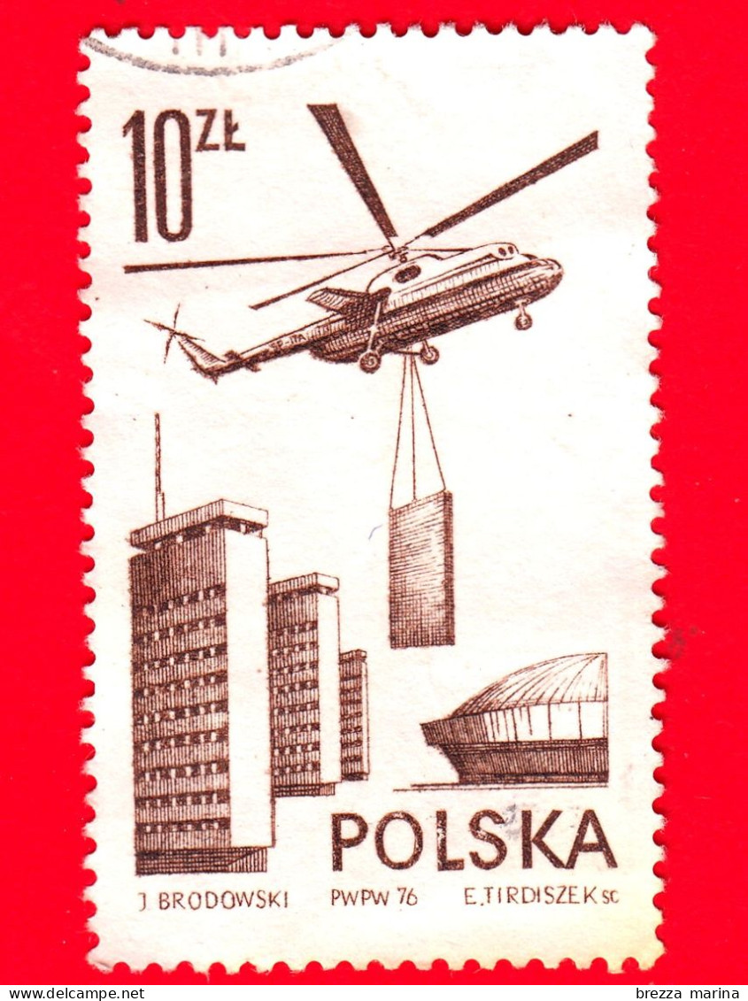 POLONIA - POLSKA - Usato - 1976 - Aerei Moderni - Elicottero Da Trasporto Mi-6 - 10 Zl - Usados