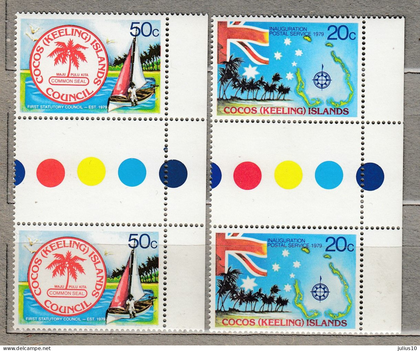 COCOS (Keeling) ISLANDS 1979 Ship Map MNH(**) Mi 32-33 #33961 - Islas Cocos (Keeling)