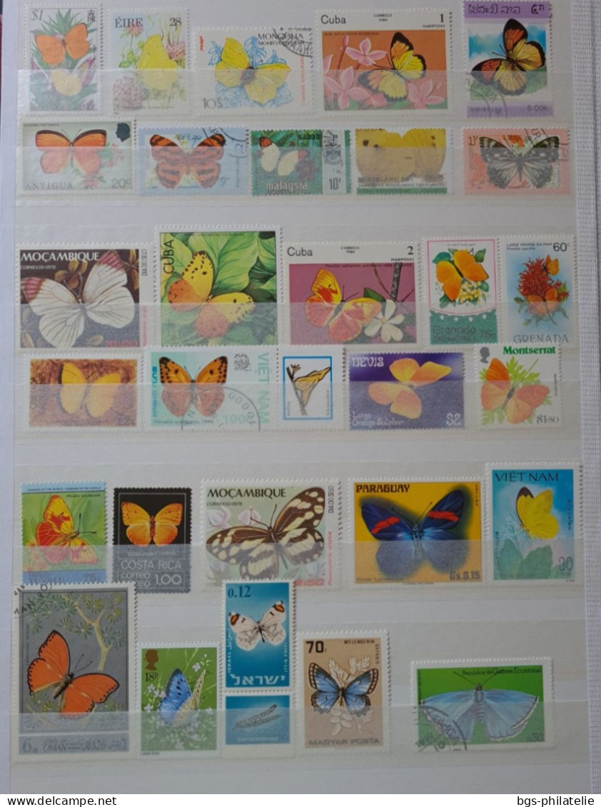 Collection De Timbres Sur Le Thème Des Papillons. - Collections (without Album)