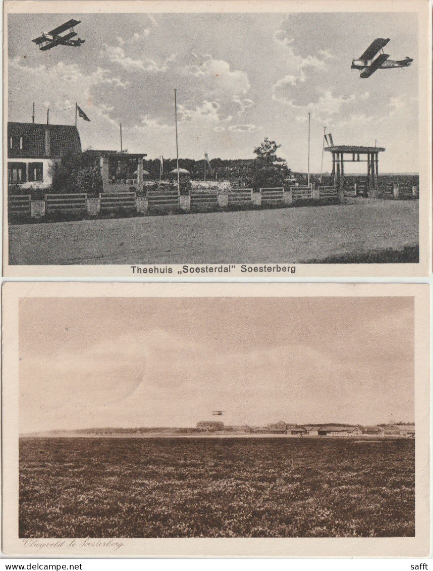 Lot Mit 2 Ansichtskarten Soesterberg Bei Utrecht, Thehuis Soesterdal - Vliegveld 1926 - Soestdijk