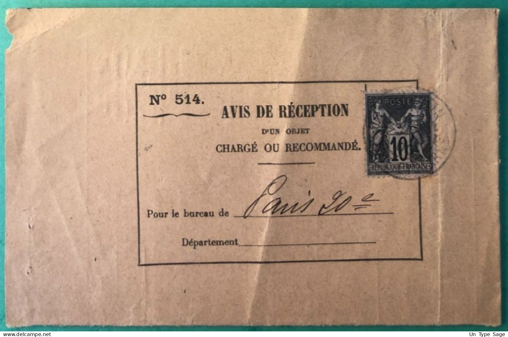 France N°89 Sur Avis De Réception 5.11.1900 - (A1074) - 1877-1920: Semi-moderne Periode