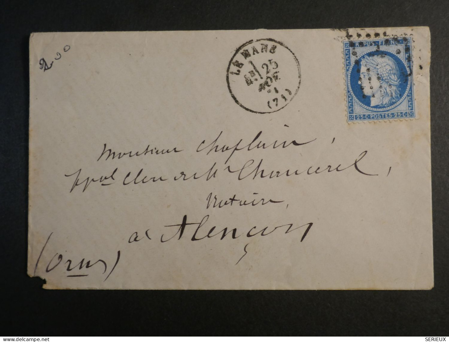 DM 17  FRANCE   LETTRE   1871 LE MANS  A  ALENCON  FRANCE    +AFF. INTERESSANT +++ - 1849-1876: Période Classique