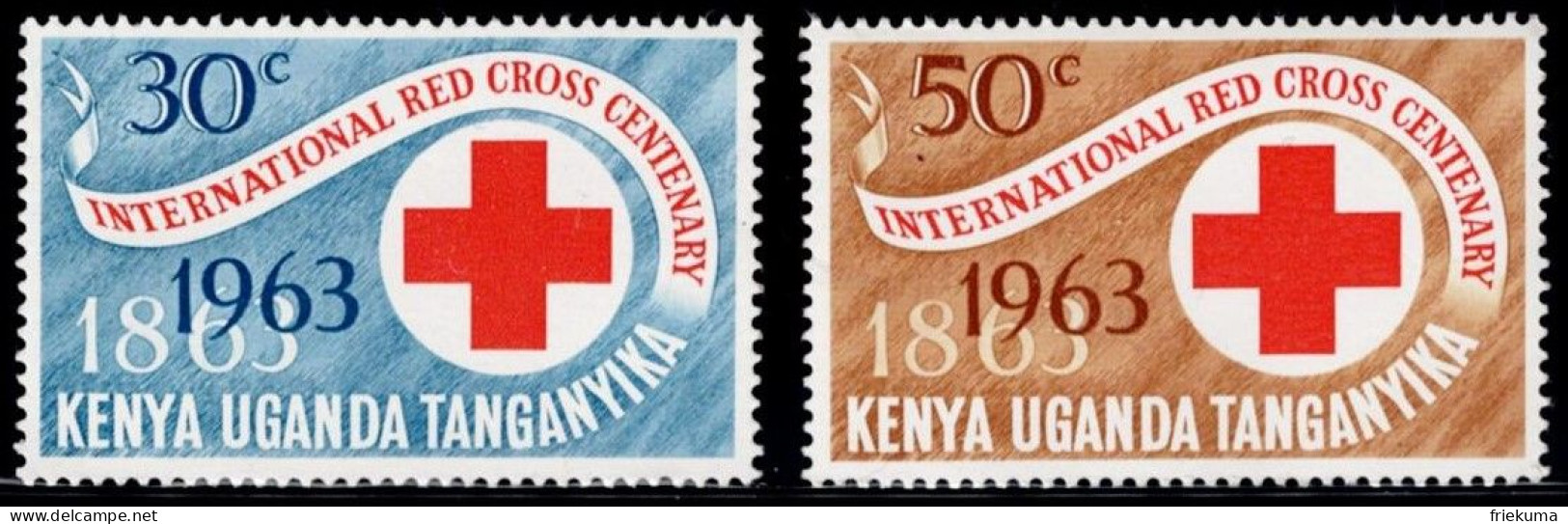 Ostafrikanische Gemeinschaft/Kenya Uganda Tanganyika 1963, 100 Years Of The International Red Cross, MiNr. 130-131 - Red Cross