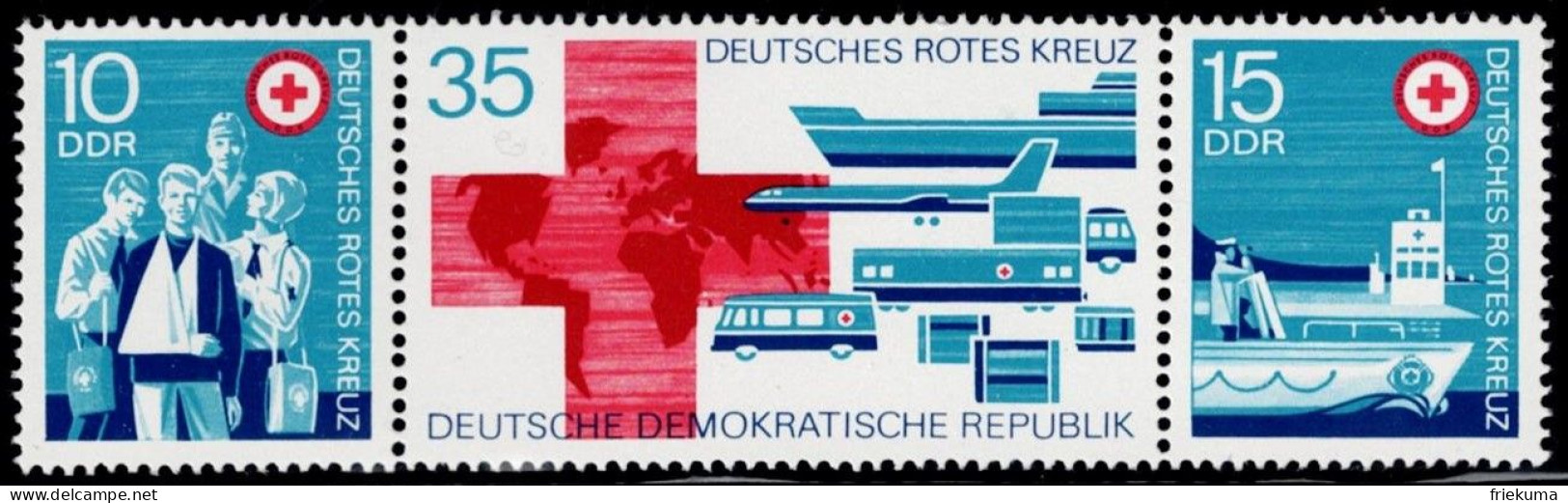 DDR 1972, Red Cross: Paramedics Provide Assistance, International Work, Water Rescue Service, MiNr. 1789-1791 - Red Cross