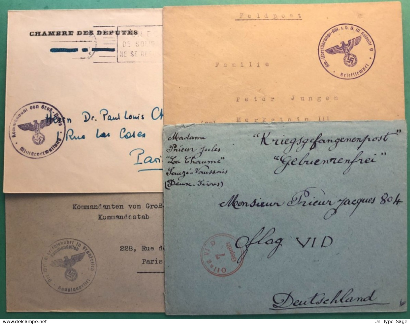Allemagne, WW2 - Lot De 4 Enveloppes - (A1075) - Briefe U. Dokumente