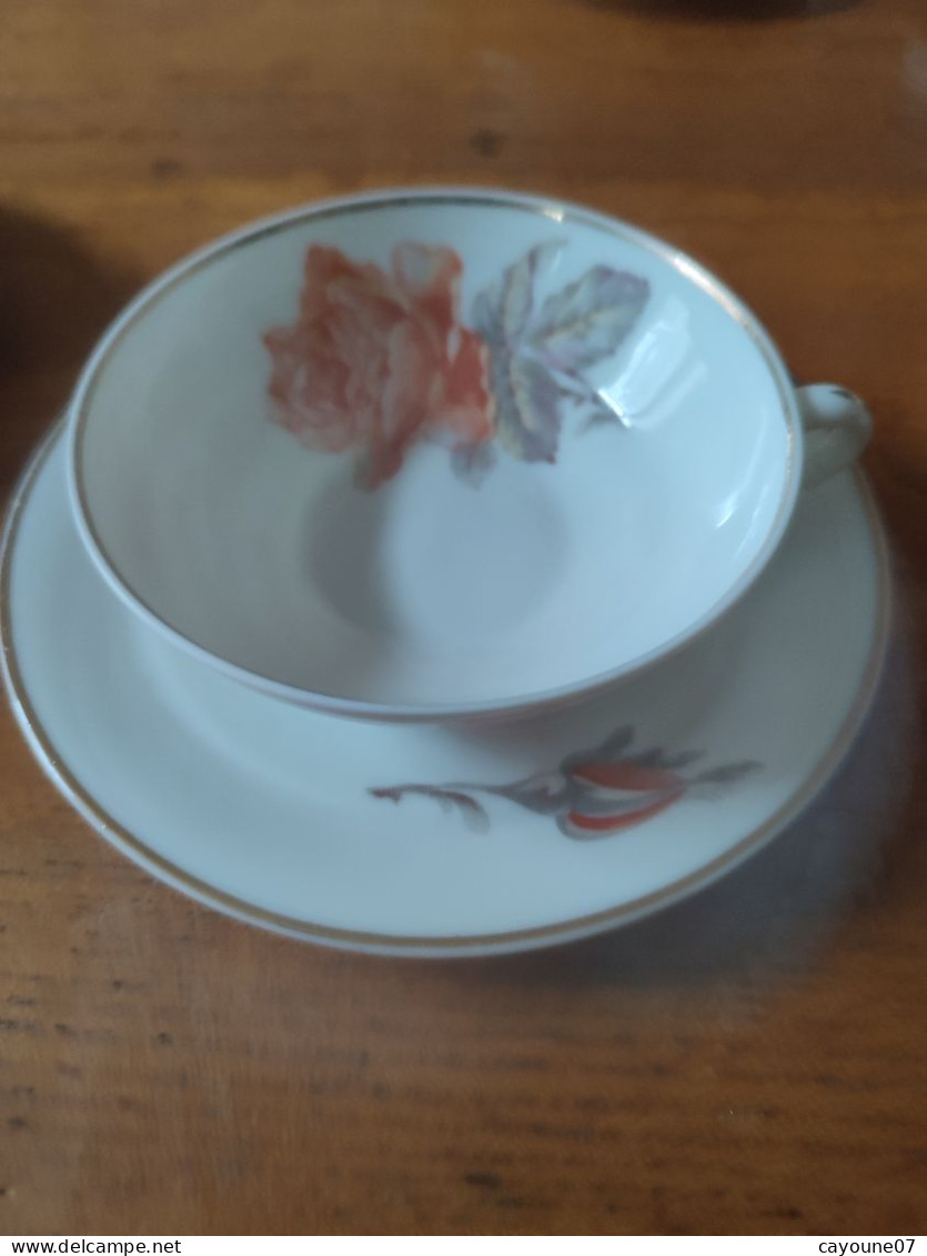 André Giraud & Cie service six tasses et sous-tasse à thé porcelaine de Limoges