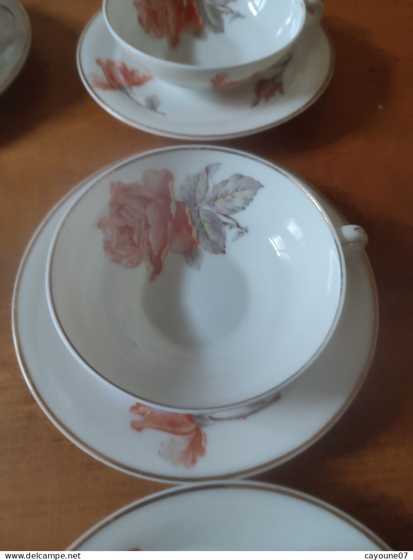 André Giraud & Cie service six tasses et sous-tasse à thé porcelaine de Limoges