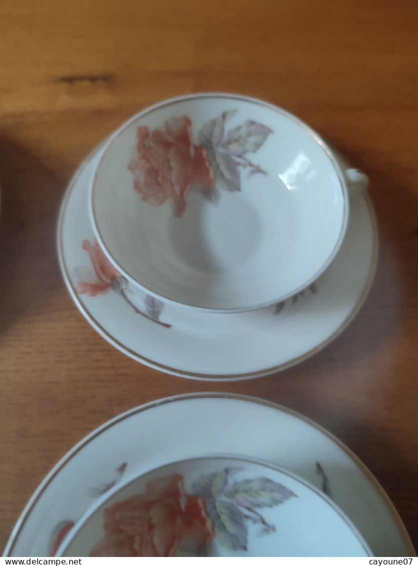 André Giraud & Cie service six tasses et sous-tasse à thé porcelaine de Limoges