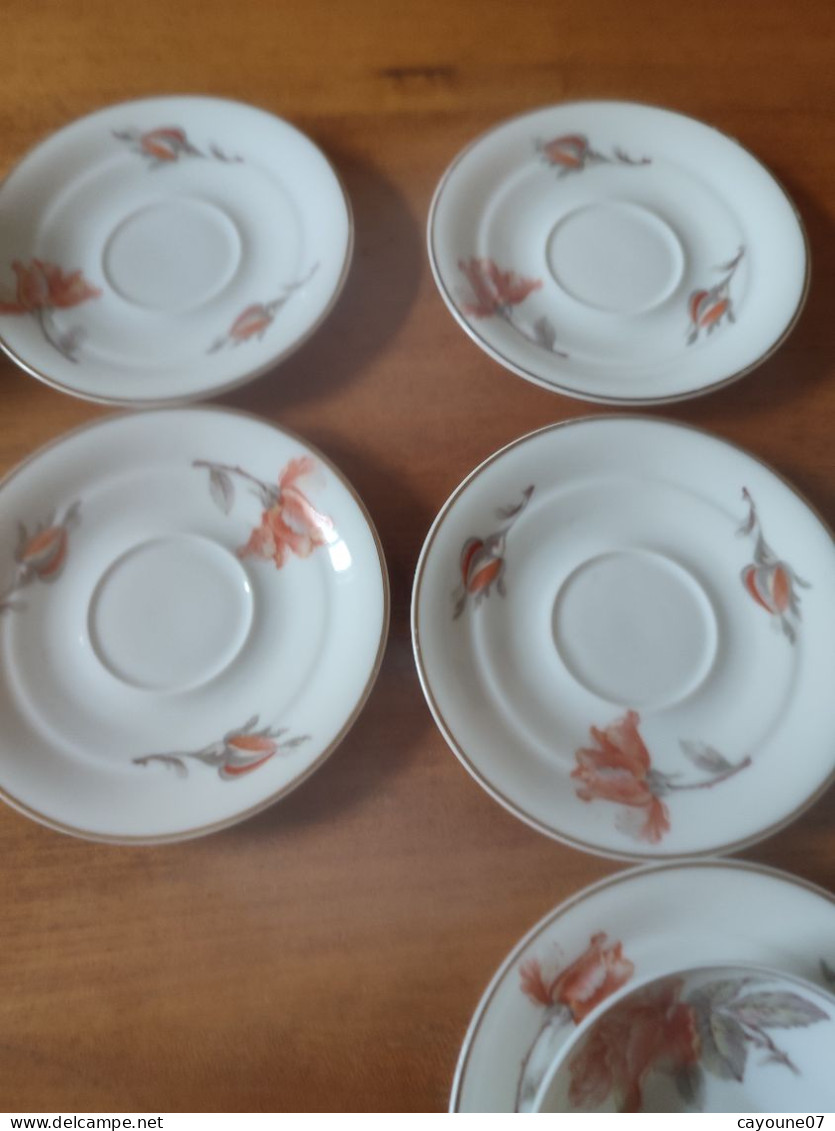 André Giraud & Cie service six tasses et sous-tasse à thé porcelaine de Limoges