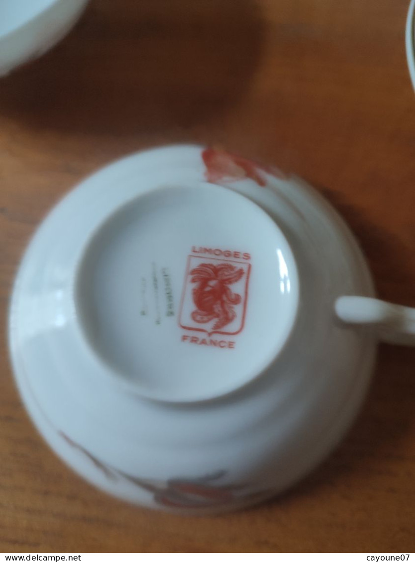 André Giraud & Cie service six tasses et sous-tasse à thé porcelaine de Limoges