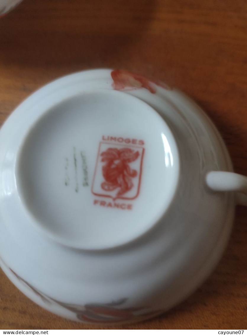 André Giraud & Cie service six tasses et sous-tasse à thé porcelaine de Limoges