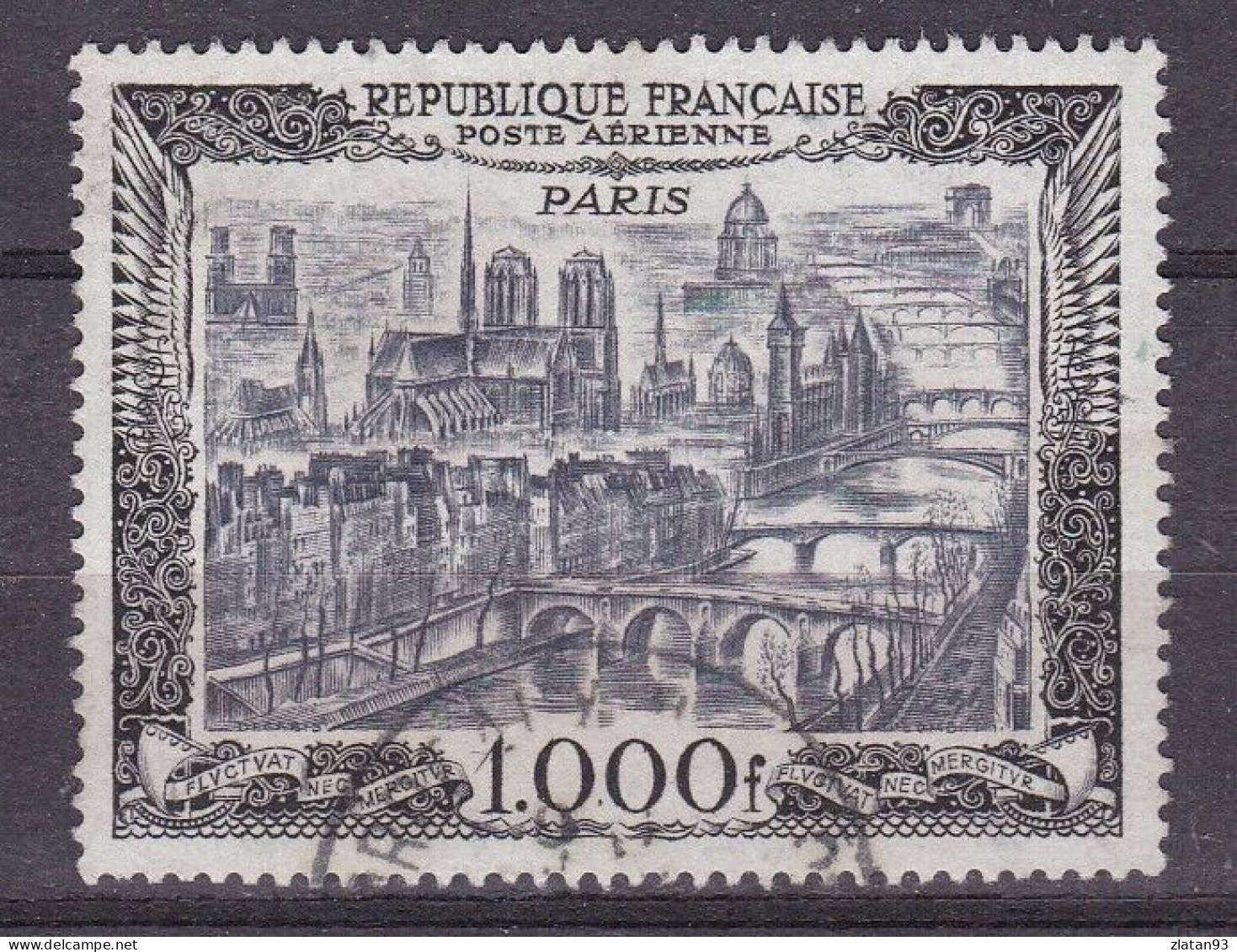 POSTE AERIENNE N°29 1000F Noir Oblitéré PETIT CàD - 1927-1959 Used