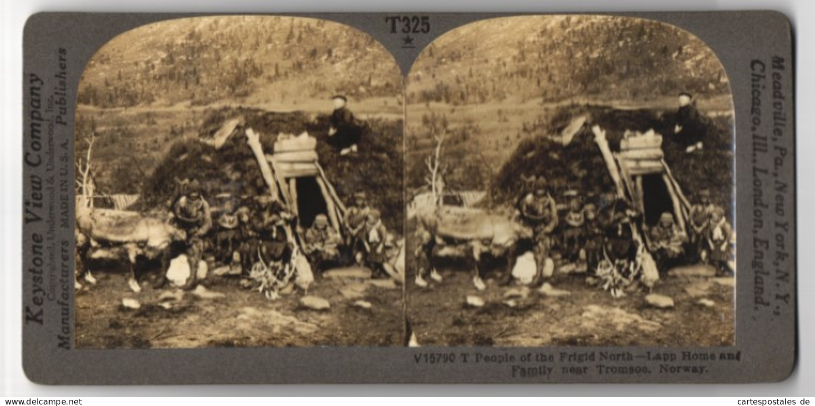 Stereo-Fotografie Keystone View Co., Meadville, Ansicht Tromsoe, Lapp Home And Family, People Of The Frigid North  - Photos Stéréoscopiques