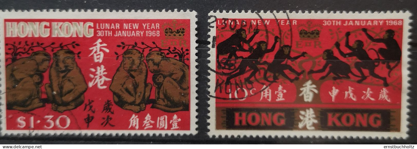 Hong Kong 1968 Jahr Der Affen Mi 230/31° Gest. - Andere & Zonder Classificatie
