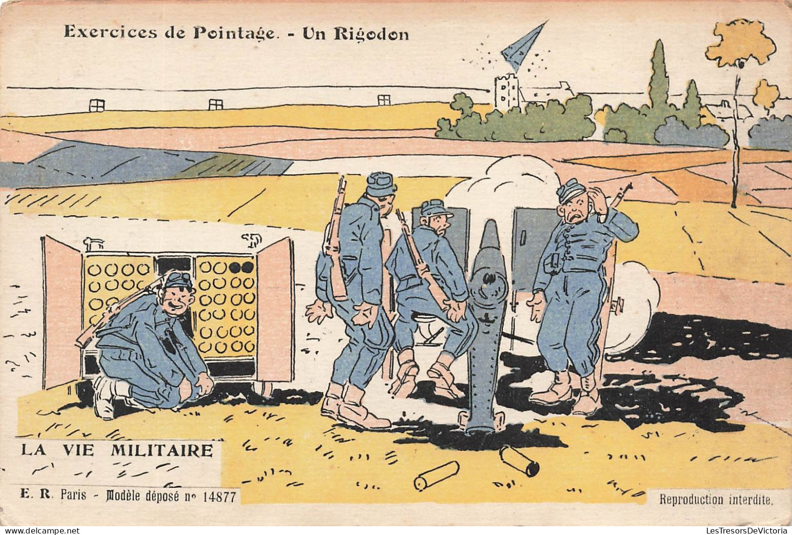 MILITARIA - La Vie Militaire - Exercices De Pointage - Un Rigodon - Animé - Carte Postale Ancienne - Autres & Non Classés