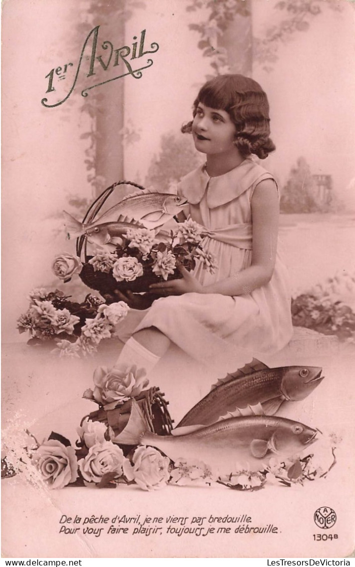 FETES ET VOEUX - 1er Avril - Une Petite Fille Tenant Un Panier De Fleurs - Animé - Carte Postale Ancienne - 1° Aprile (pesce Di Aprile)