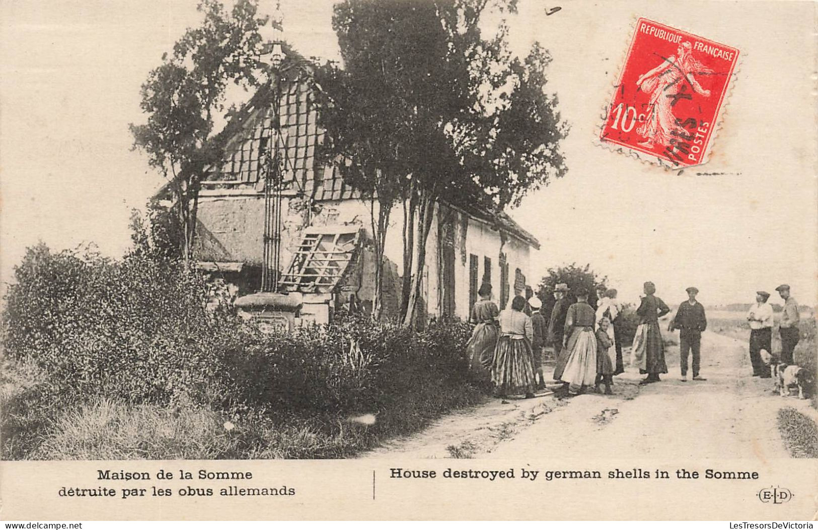 MILITARIA  - Guerres - Maison De La Somme Détruite Par Les Obus Allemands - Animé - Carte Postale Ancienne - Guerres - Autres
