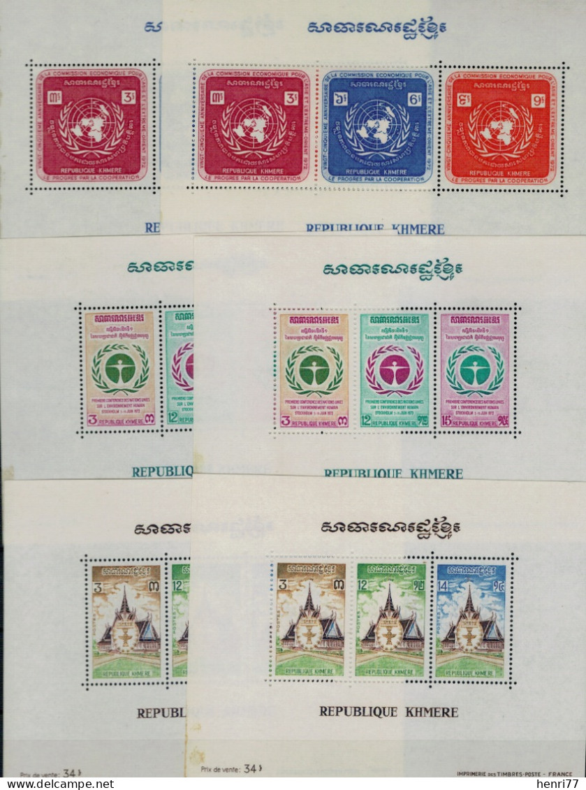 LOT De TIMBRES Et BLOCS-FEUILLETS. République KHMERE. Voir Détails Sur SCAN N°2 - Camboya