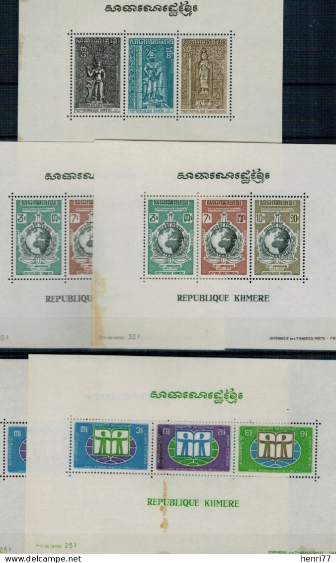 LOT De TIMBRES Et BLOCS-FEUILLETS. République KHMERE. Voir Détails Sur SCAN N°2 - Camboya