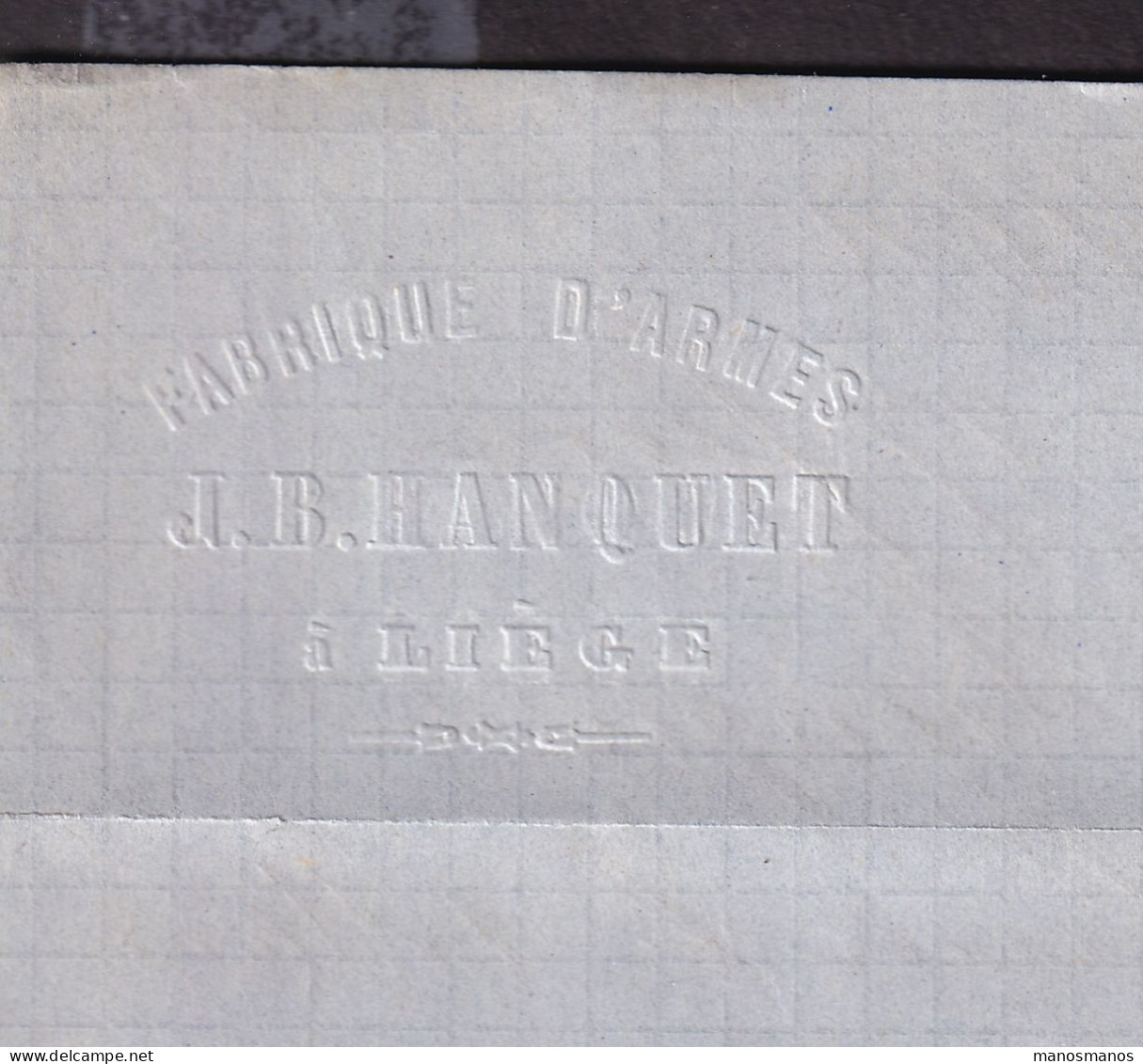 878/40 - ARMURERIE LIEGEOISE - Lettre Médaillon 40 C LIEGE 1862 Vers PARIS - Entete Fabrique D' Armes J.B.Hanquet - Usines & Industries