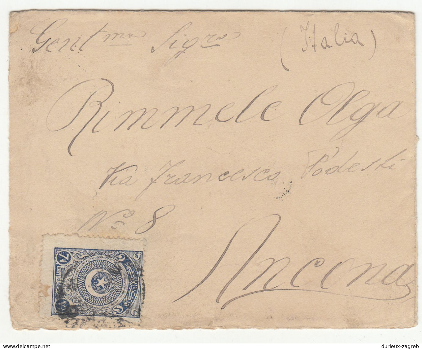 Turkey Letter Cover Posted 192? Constantinopoli To Ancona B240401 - Lettres & Documents