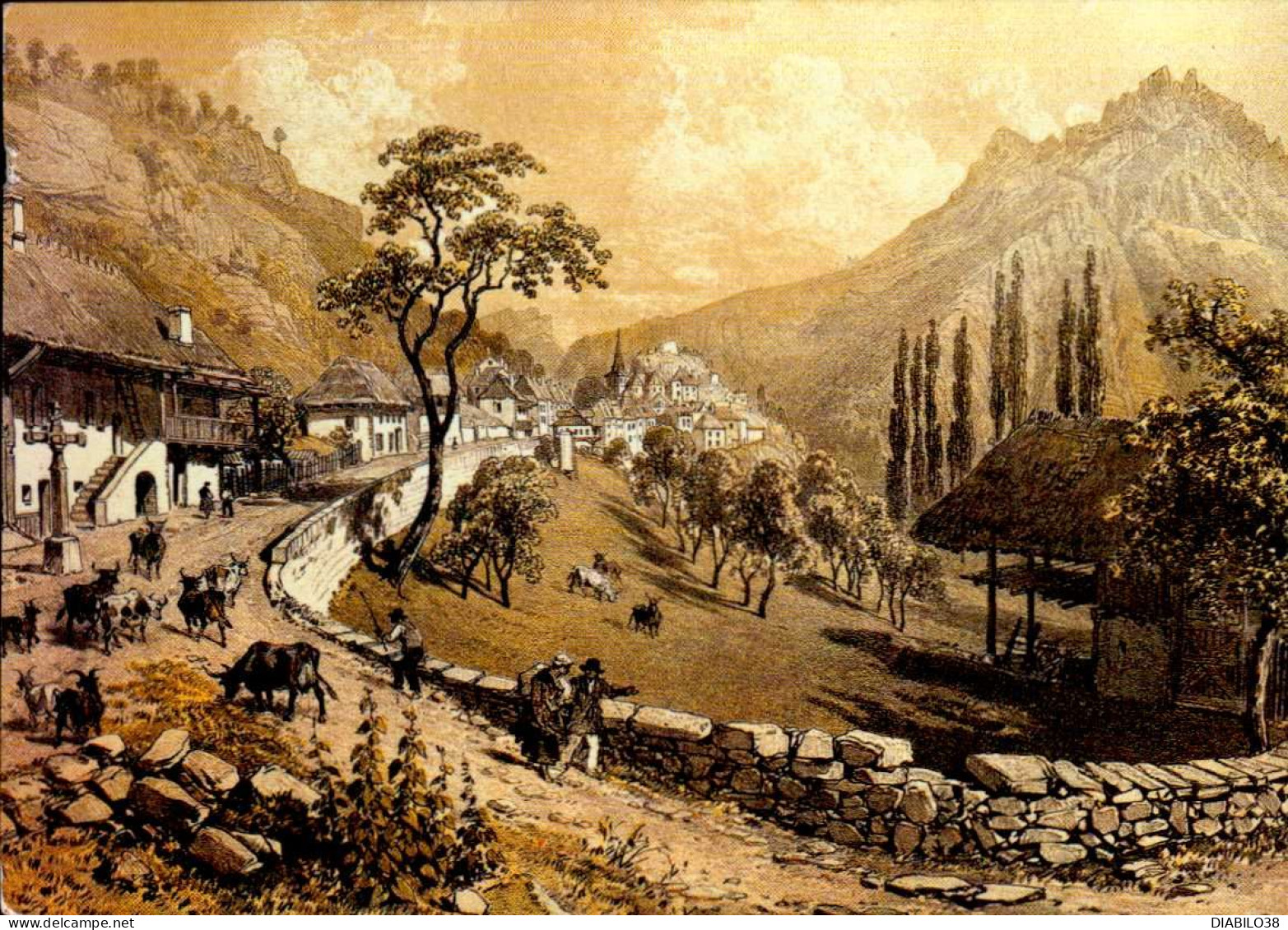 LE CHATELARD     ( SAVOIE )   D ' APRES UNE GRAVURE DU XIX ° SIECLE - Le Chatelard