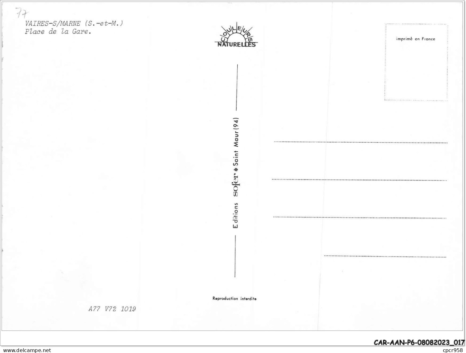 CAR-AANP6-77 CPSM-0467 - VAIRES-SUR-MARNE - Place De La Gare - 15x10cm - Vaires Sur Marne