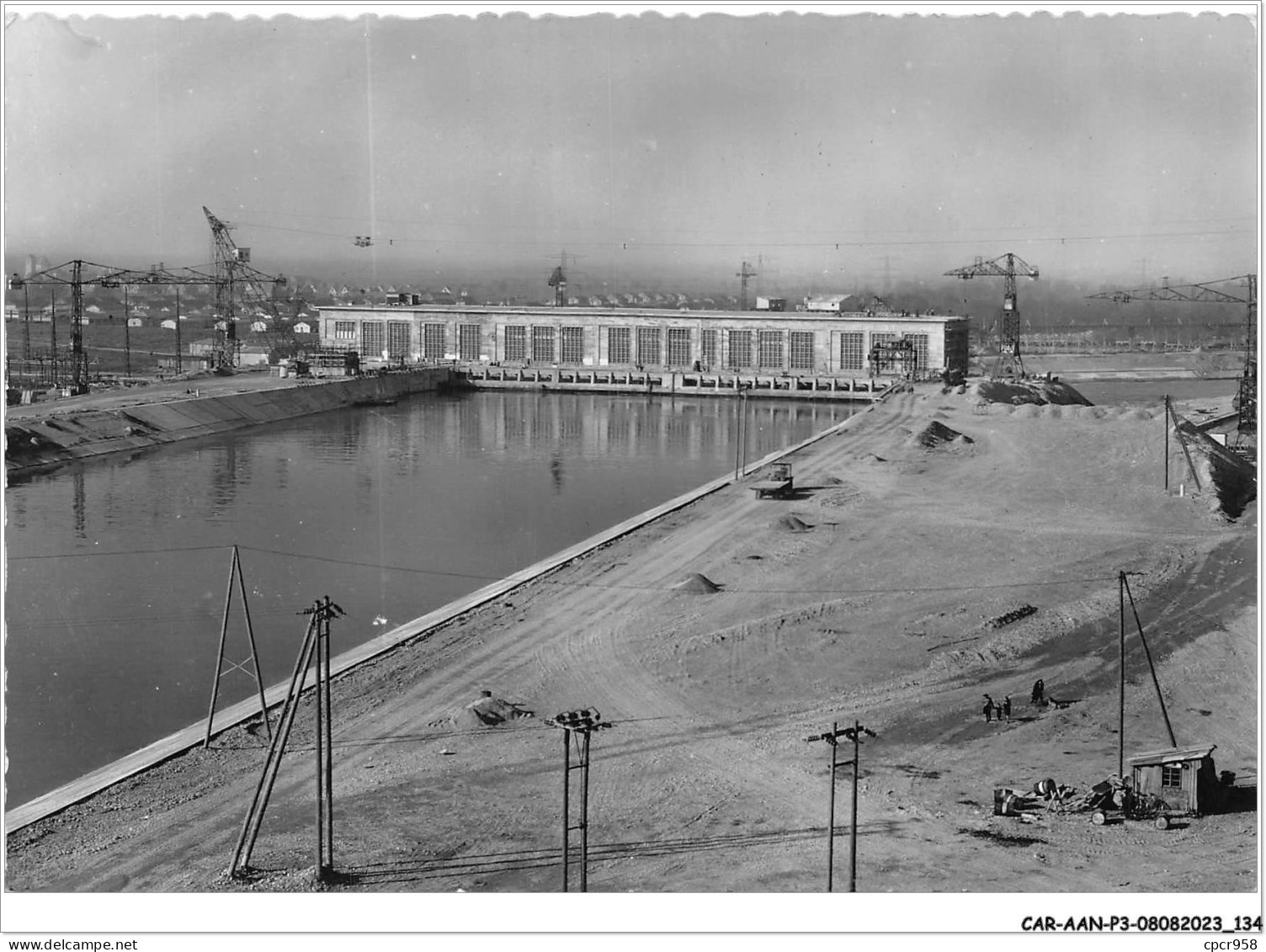 CAR-AANP3-68 CPSM-0243 - CHANTIER D'OTTMARSHEIM - Vue Amont De L'usine - 15x10cm - Ottmarsheim