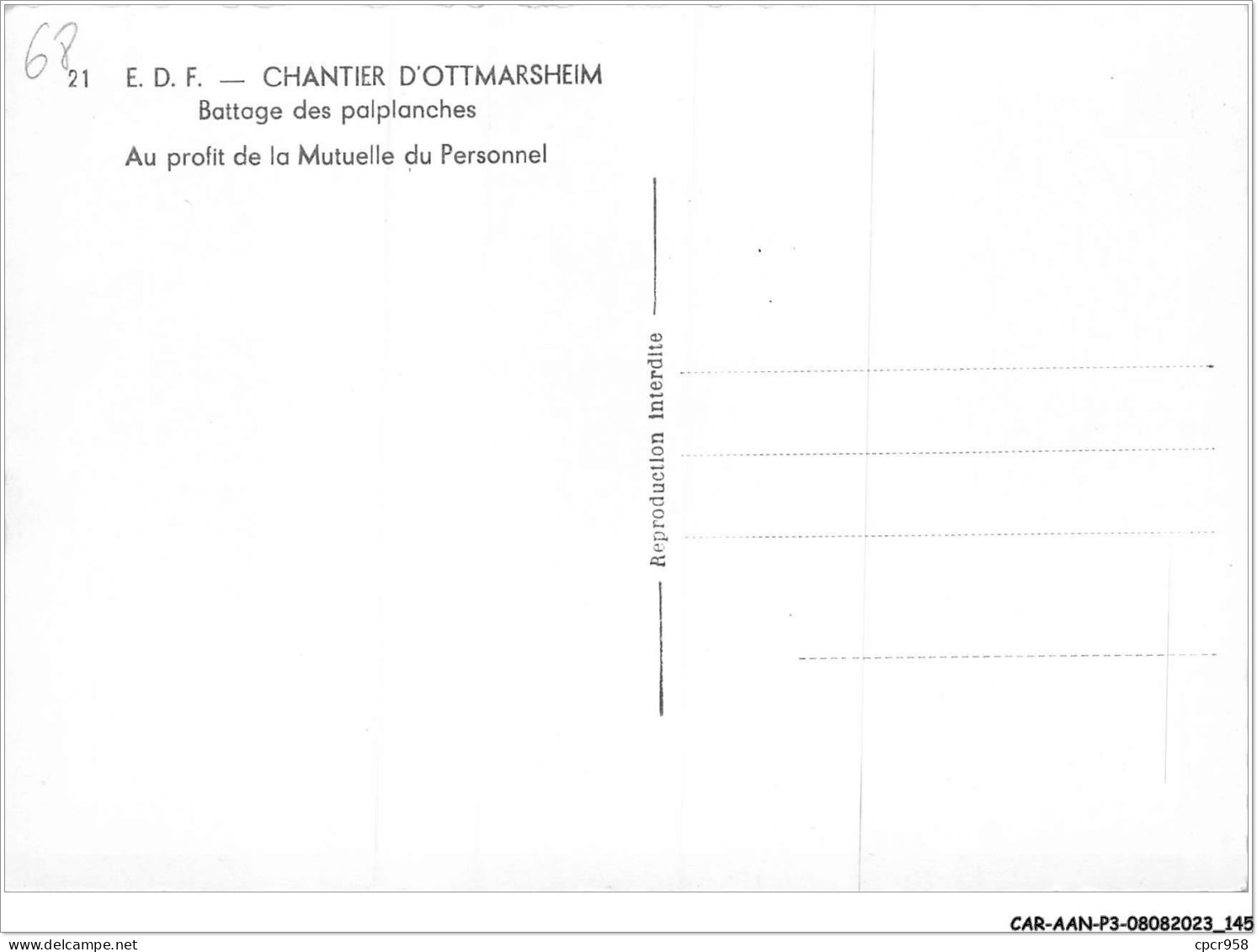 CAR-AANP3-68 CPSM-0248 - CHANTIER D'OTTMARSHEIM - Battage Des Palplanches - 15x10cm - Ottmarsheim