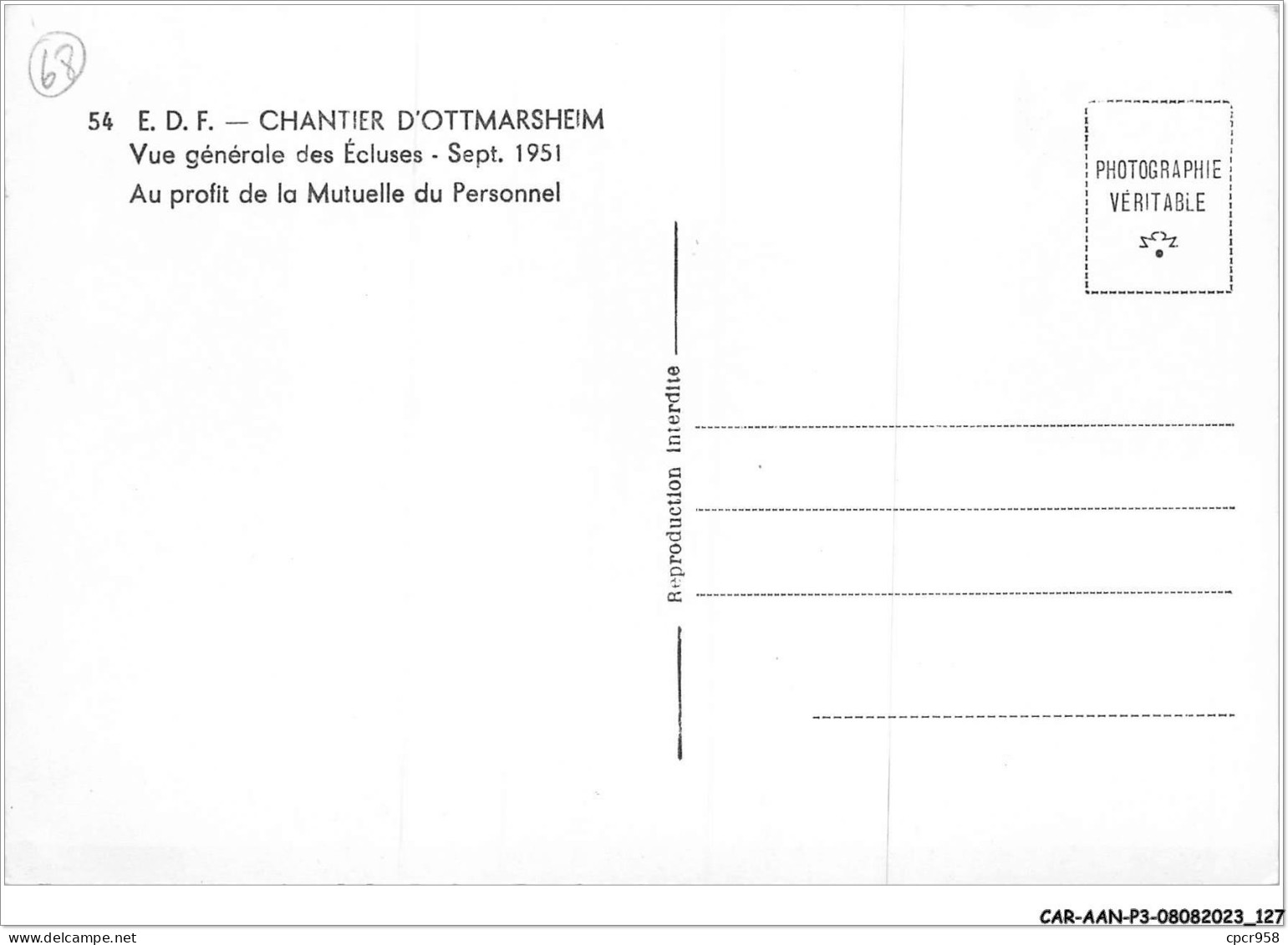 CAR-AANP3-68 CPSM-0239 - CHANTIER D'OTTMARSHEIM - Vue Générales Des écluses - 15x10cm - Ottmarsheim