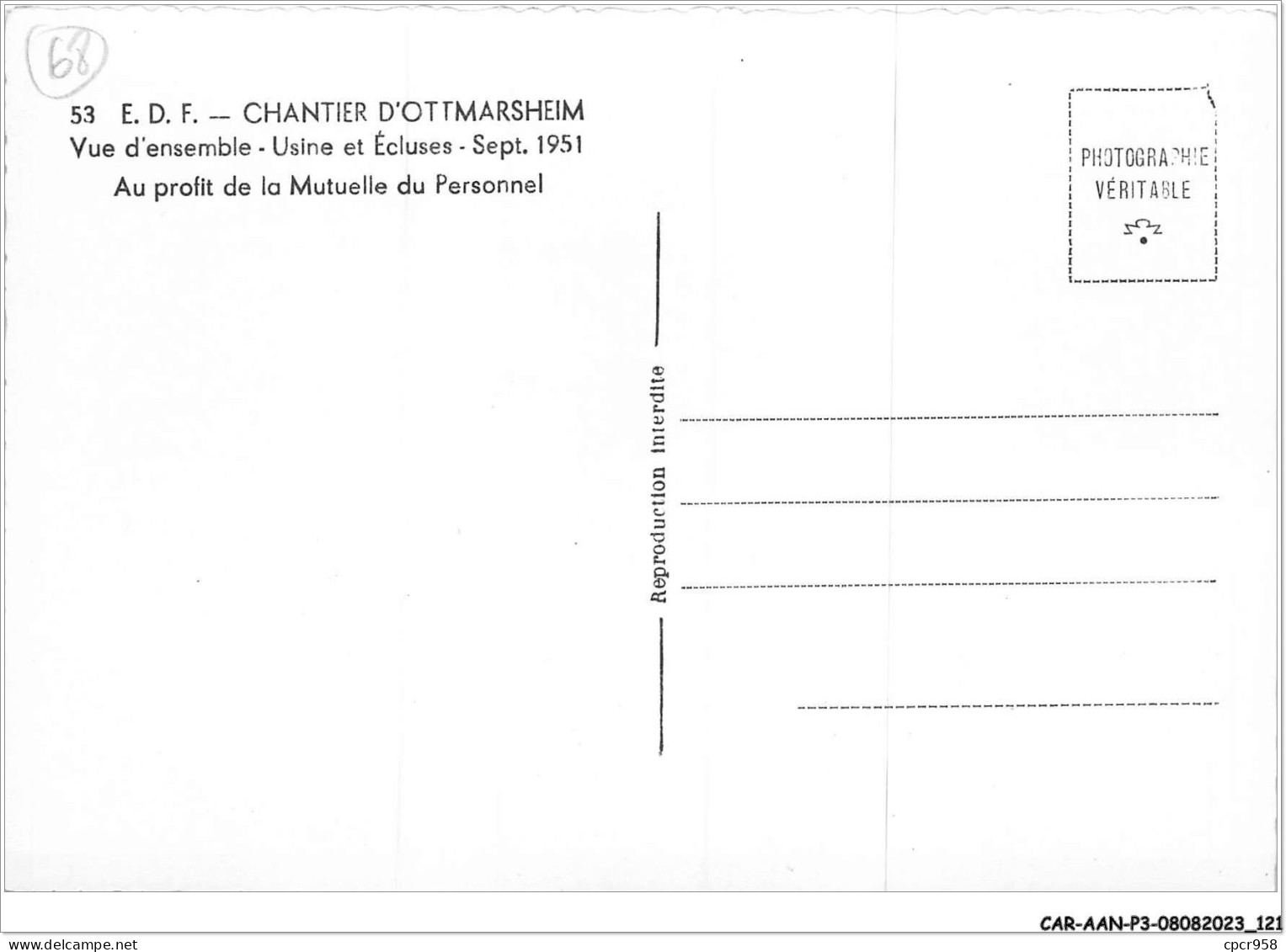 CAR-AANP3-68 CPSM-0236 - CHANTIER D'OTTMARSHEIM - Vue D'ensemble - Usine Et écluses - 15x10cm - Ottmarsheim