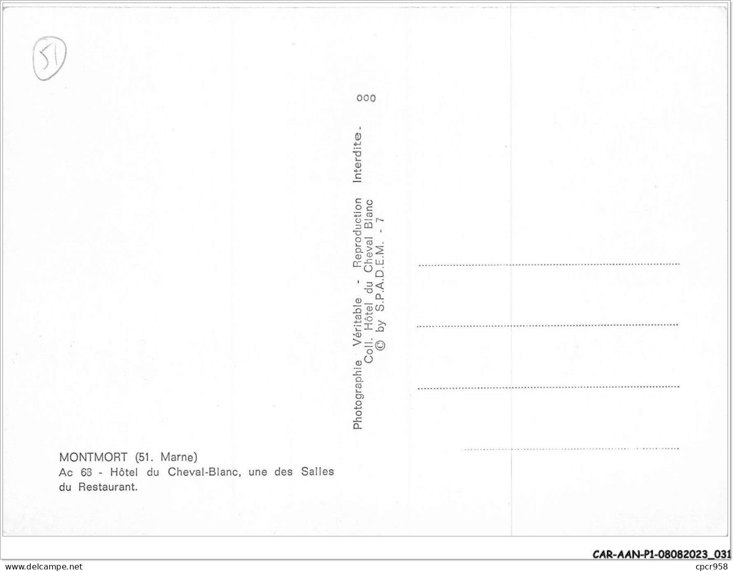 CAR-AANP1-51 CPSM-0016 - MONTMORT - Hôtel Du Cheval Blanc - Une Des Salles Du Restaurant - 15x10cm - Montmort Lucy