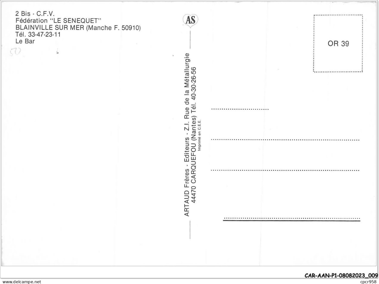 CAR-AANP1-50 CPSM-0005 - BLAINVILLE SUR MER - Le Bar - 15x10cm - Blainville Sur Mer