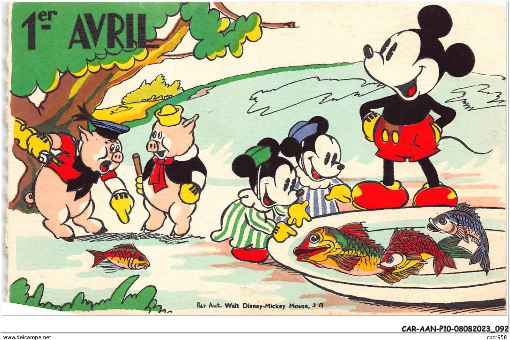 CAR-AANP10-DISNEY-0924 - MICKEY MOUSE - Mickey - Jojo - Michou Mouse - Les Cochons Et Les Poissons - Disneyland