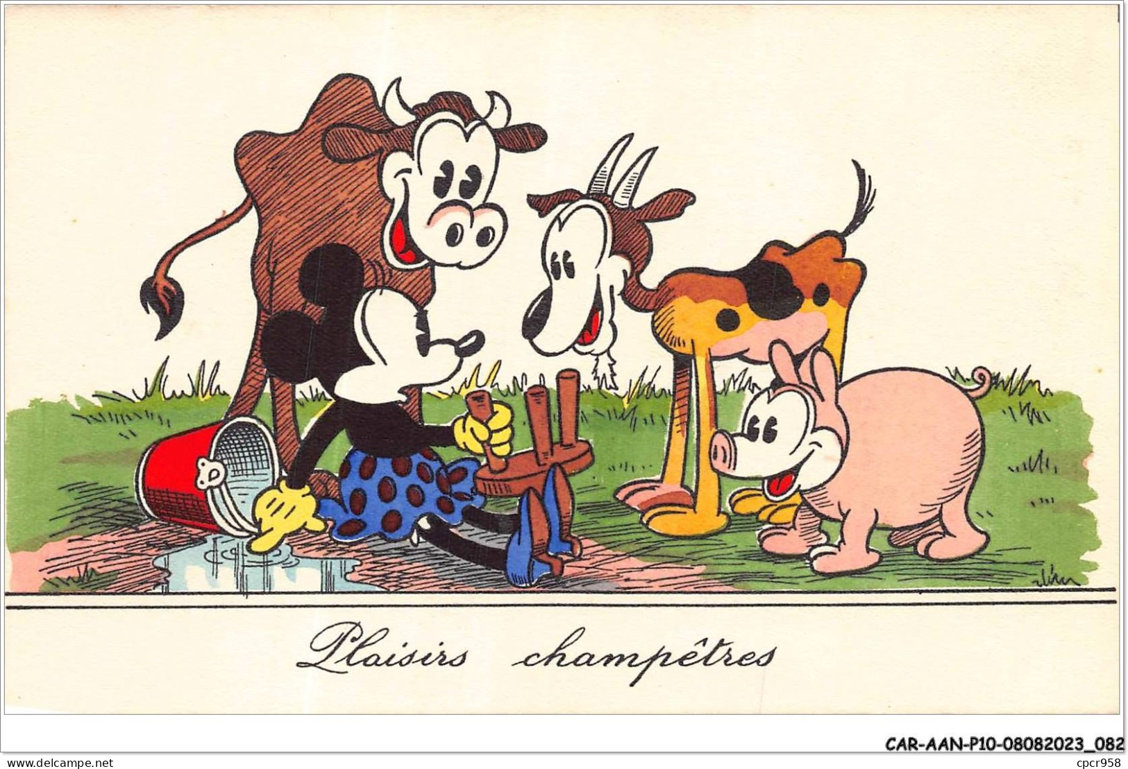 CAR-AANP10-DISNEY-0919 - MICKEY MOUSE - Minnie - La Vache - Le Bouc Et Le Cochon - Disneyland