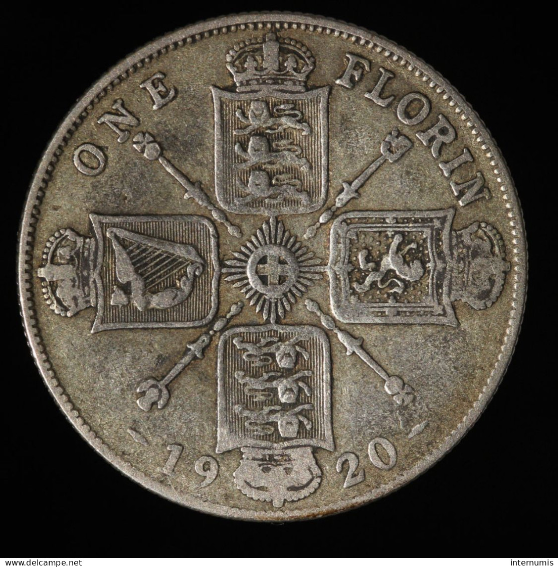  Grande-Bretagne / United Kingdom, George V, 1 Florin, 1920, , Argent (Silver), TB+ (VF),
KM#817a - J. 1 Florin / 2 Shillings